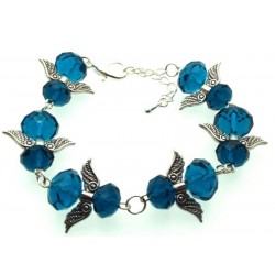 Dark Blue Coloured Crystal Glass Guardian Angel Bracelet